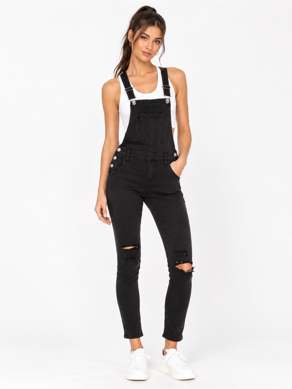 Superdown Gia Denim Overalls in Black Size S